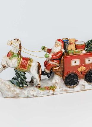 Santa Claus Ceramic Figurine with LED Lights – Festive Christmas Table Decoration