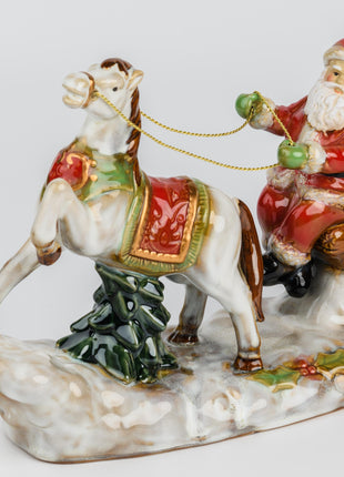 Santa Claus Ceramic Figurine with LED Lights – Festive Christmas Table Decoration