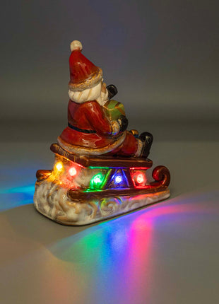 Santa Claus LED Figurine - Lighted Ceramic Christmas Table Decoration
