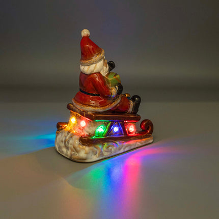 Santa Claus LED Figurine - Lighted Ceramic Christmas Table Decoration
