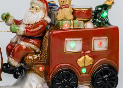 Santa Claus Ceramic Figurine with LED Lights – Festive Christmas Table Decoration