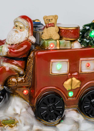 Santa Claus Ceramic Figurine with LED Lights – Festive Christmas Table Decoration