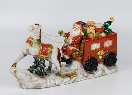 Santa Claus Ceramic Figurine with LED Lights – Festive Christmas Table Decoration
