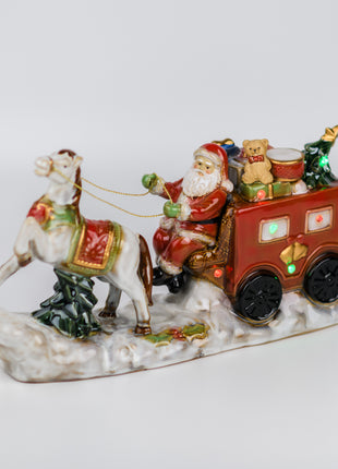 Santa Claus Ceramic Figurine with LED Lights – Festive Christmas Table Decoration