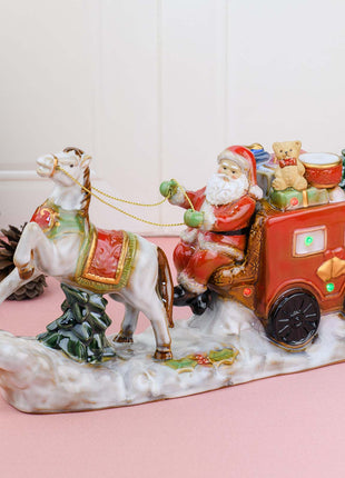 Santa Claus Ceramic Figurine with LED Lights – Festive Christmas Table Decoration