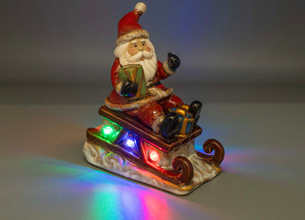 Santa Claus LED Figurine - Lighted Ceramic Christmas Table Decoration