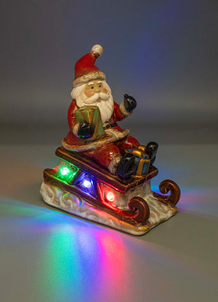 Santa Claus LED Figurine - Lighted Ceramic Christmas Table Decoration