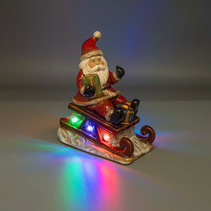Santa Claus LED Figurine - Lighted Ceramic Christmas Table Decoration