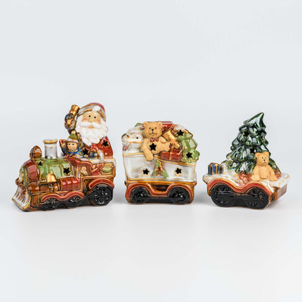 Christmas Santa Claus Train Figurine with LED Lights - SET