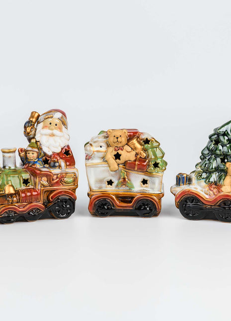 Christmas Santa Claus Train Figurine with LED Lights - SET