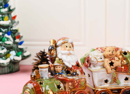 Christmas Santa Claus Train Figurine with LED Lights - SET