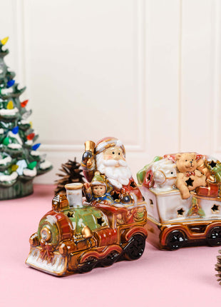 Christmas Santa Claus Train Figurine with LED Lights - SET