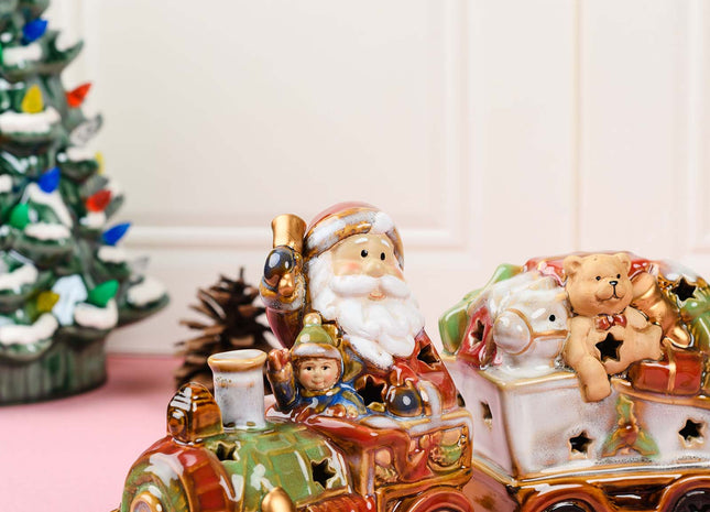 Christmas Santa Claus Train Figurine with LED Lights - SET