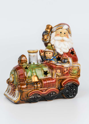 Christmas Santa Claus Train Figurine with LED Lights - SET