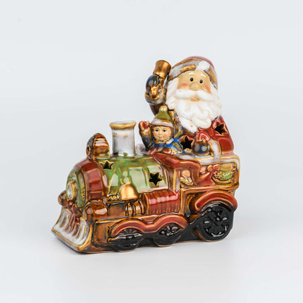 Christmas Santa Claus Train Figurine with LED Lights - SET