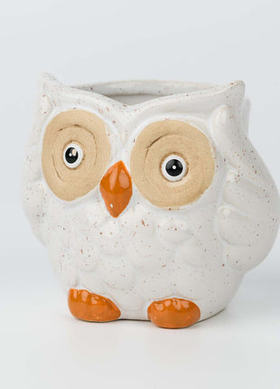 Owl Ceramic Bud Vase - Blue Animal Figure Desk Decor
