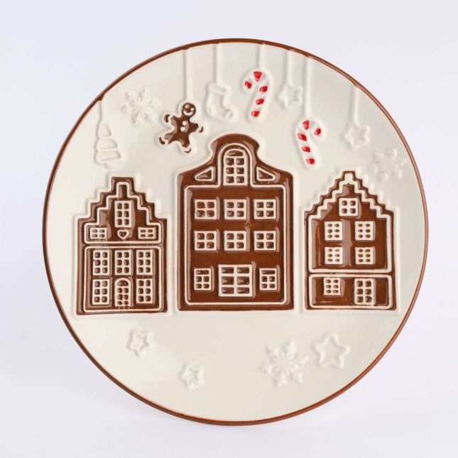 Ceramic Christmas Gingerbread House Round Plate 27cm