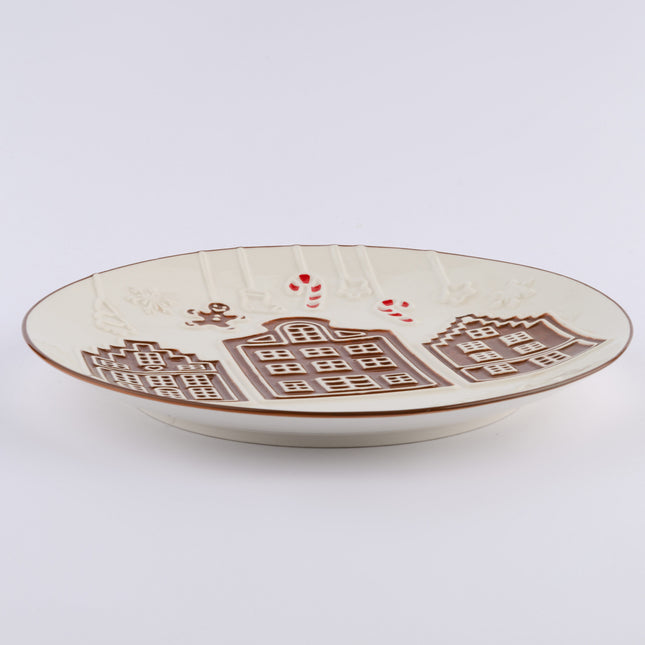 Ceramic Christmas Gingerbread House Round Plate 27cm