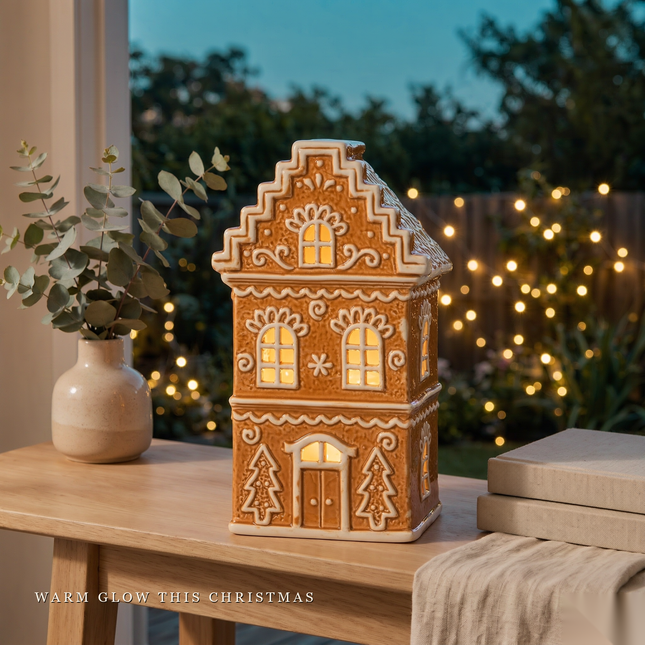 Ceramic Christmas Village House, Tall Two Storey