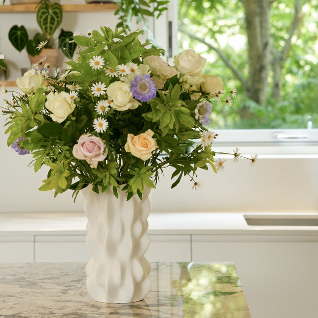 WHITE CERAMIC FLOWER VASE