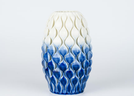 TWO-TONE WHITE-BLUE SHINY GLAZED CERAMIC VASE