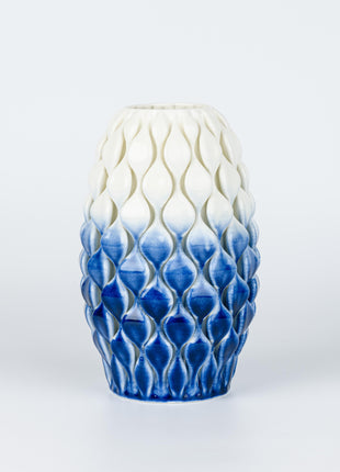 TWO-TONE WHITE-BLUE SHINY GLAZED VASE
