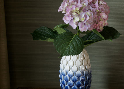 TWO-TONE WHITE-BLUE SHINY GLAZED CERAMIC VASE