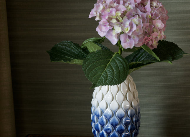 TWO-TONE WHITE-BLUE SHINY GLAZED CERAMIC VASE