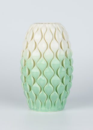 TWO-TONE WHITE-GREEN SHINY GLAZED VASE