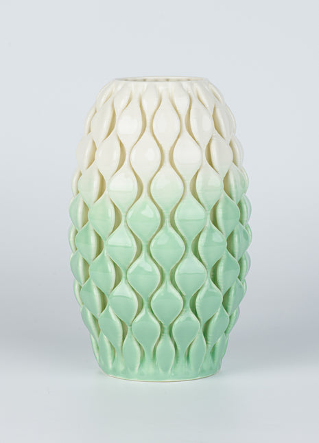 TWO-TONE WHITE-GREEN SHINY GLAZED VASE