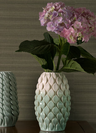 TWO-TONE WHITE-GREEN SHINY GLAZED VASE