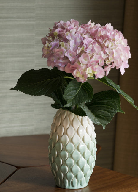 TWO-TONE WHITE-GREEN SHINY GLAZED VASE