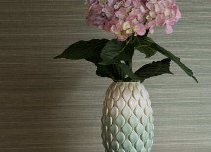 TWO-TONE WHITE-GREEN SHINY GLAZED CERAMIC VASE