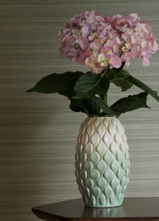 TWO-TONE WHITE-GREEN SHINY GLAZED VASE