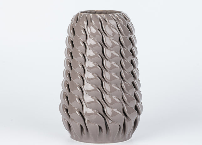 GREY SHINY GLAZED CERAMIC VASE