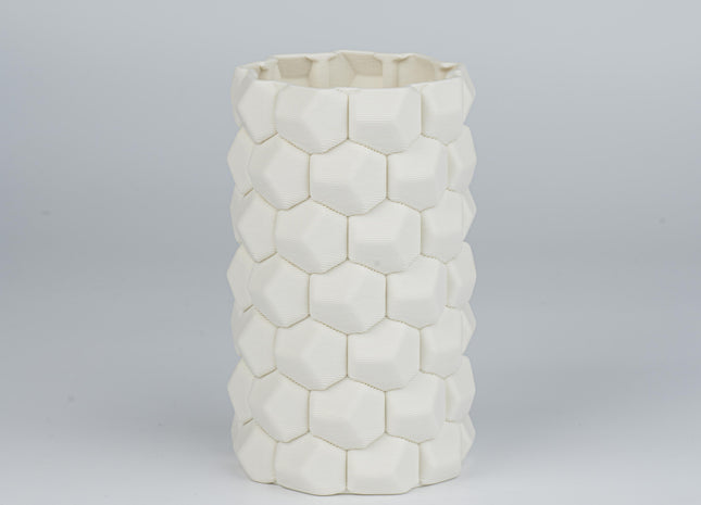 MATTE  WHITE HONEYCOMB CERAMIC FLOWER VASE
