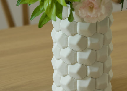 MATTE  WHITE HONEYCOMB CERAMIC FLOWER VASE