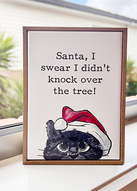 Holiday Cat Wooden Frame - Gift Christmas cat Wooden Frame Decor | 12 x 3.8 x 17.2cm
