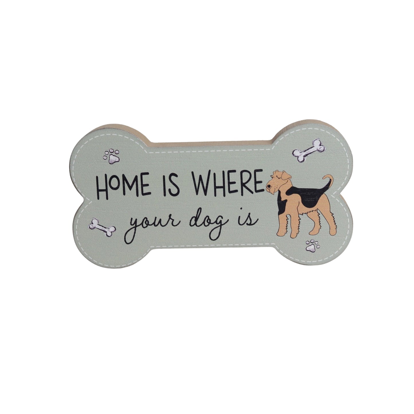 JX124 | Home Is Where Your Dog Is Wood Decor | Bone-Shaped Wooden Board | Dog Illustration