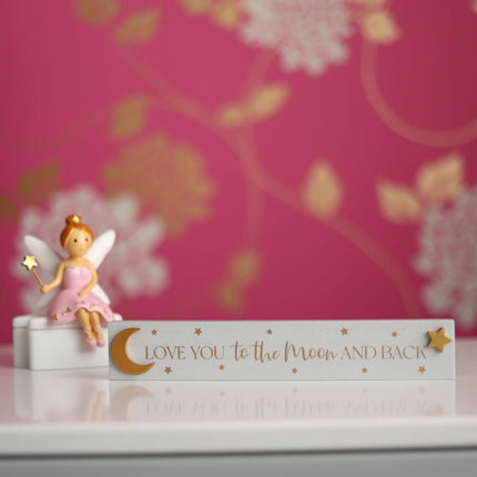 Wooden Baby ornament with Moon and Star Accents - Love You to the Moon and Back Sign