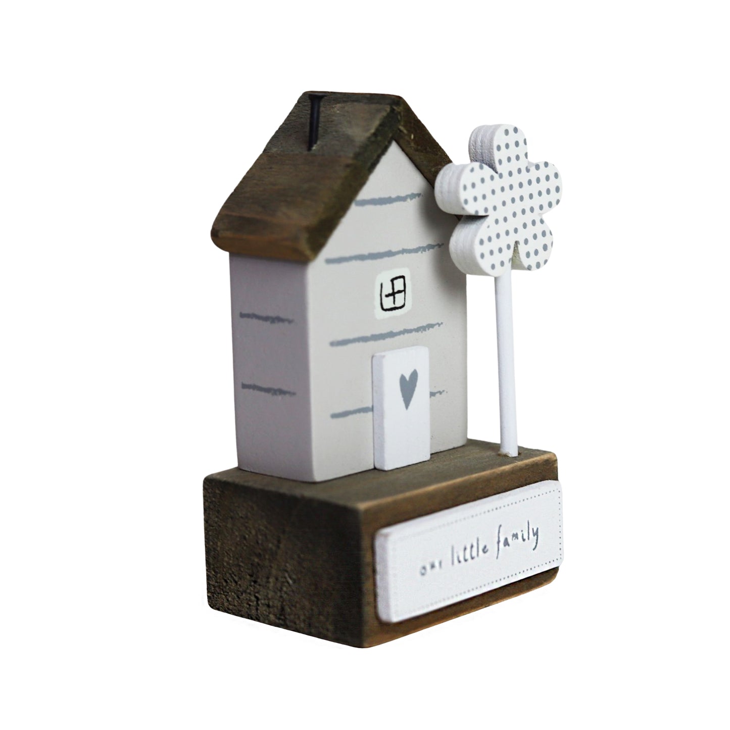 JX221 | Wooden Little House with Heart Windmill | 'Our Little Family' Decor