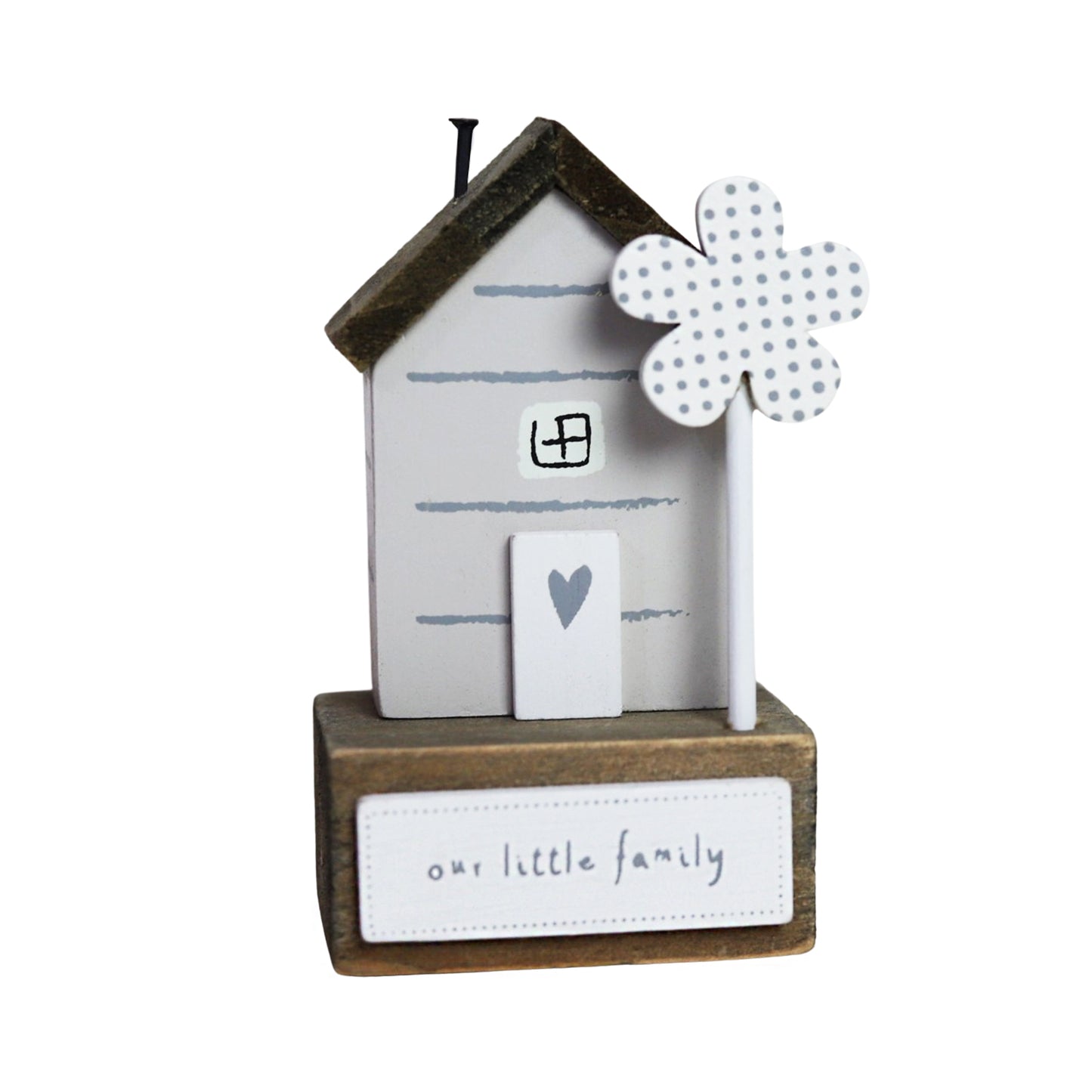 JX221 | Wooden Little House with Heart Windmill | 'Our Little Family' Decor