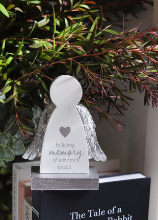"In Loving Memory of Someone Special"  Angel Wings Memorial Plaque10x5x13cm