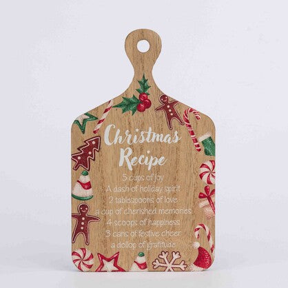 CHRISTMAS RECIPE HOLIDAY DECORATIVE CUTTING BOARD