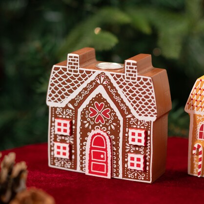GINGERBREAD HOUSE CHRISTMAS CANDLE HOLDER