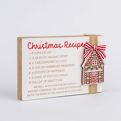 SNOW-WHITE CHRISTMAS RECIPE GINGERBREAD HOUSE PLAQUE