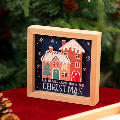 ALL HEARTS COME HOME FOR CHRISTMAS FRAMED HOLIDAY DECOR