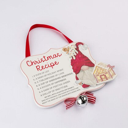 CHRISTMAS RECIPE GNOME HANGING HOLIDAY PLAQUE