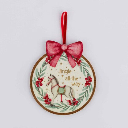 HOLIDAY SENTIMENT ROUND CHRISTMAS HANGING ORNAMENT 2ASST