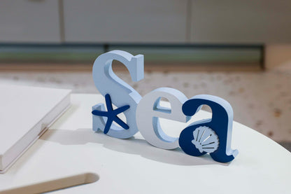 JX278| "Sea" Letters with Starfish and Seashell Accents Home Decor 20X16X2.1CM